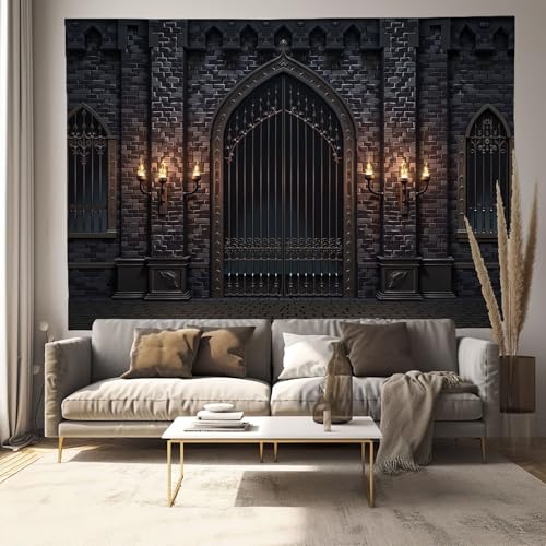 Tapisserie château fantastique grand format 150x130cm déco tissu 3D