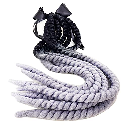 3T-SISTER Accessoires de décoration pour casque de moto, vélo, casque de ski, queue de cheval, cheveux synthétiques bouclés avec nœud de 61 cm, couleur ombrée noire à grise Cover