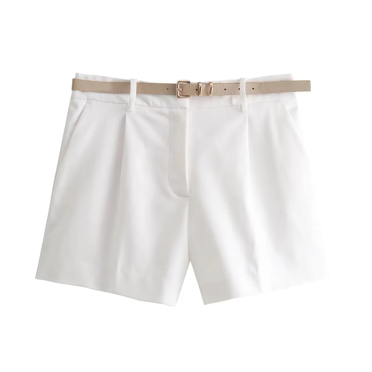 Pantalones cortos de verano para mujer de cintura alta, caqui, S