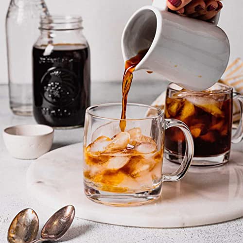 6-Pack Glass Coffee Infusion Mugs With Handle, Clear Glass Teacups Mugs, Coffee Cups Perfect For Cappuccino, Latte, Tea, Espresso, Dishwasher Safe Glass Mugs For Warm Or Cold Beverages Only. #TOP6