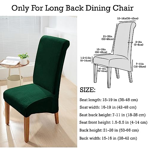 Image of HOKIPO Velvet Chair Covers for Long Back Dining Chair, Set of 2, Hunter Green (AR-4760-HGR*2)