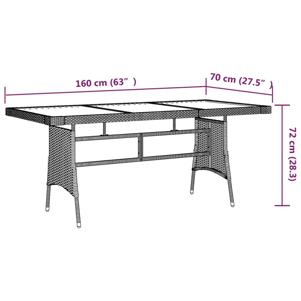 Juego de comedor de jardín con marco de acero y tablero de madera de acacia, juego de comedor para exteriores de ratán sintético con sillas ergonómicas de jardín en color negro