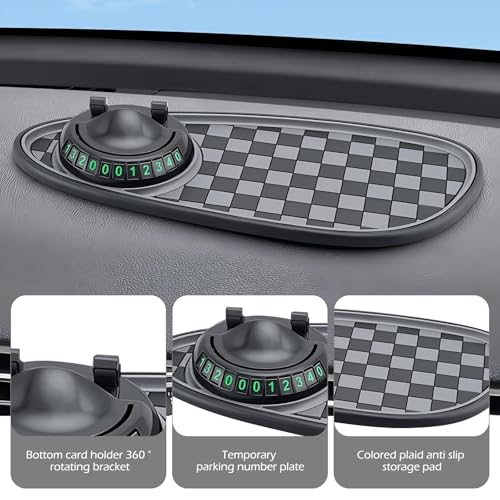 SLIMI 1 PC Multifunction Car Anti-slip Mat, Car Dashboard Phone Holder, Anti-slip Rubber Organizer Pad with Temporary Parking Numbe, Universal Dashboard Accessories, for Most Cars (Black #01) - image 4