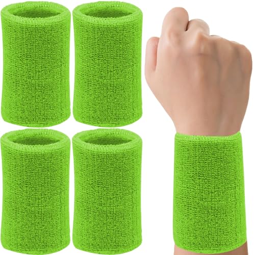 Image of 6 Inch Wrist Sweatbands Tennis Wrist Bands Absorbent Sweat Band for Men and Women Sport Long Wrist Bands, Breathable Cotton Athletic Sweatbands for Basketball, Workout, Running (4 Pack)