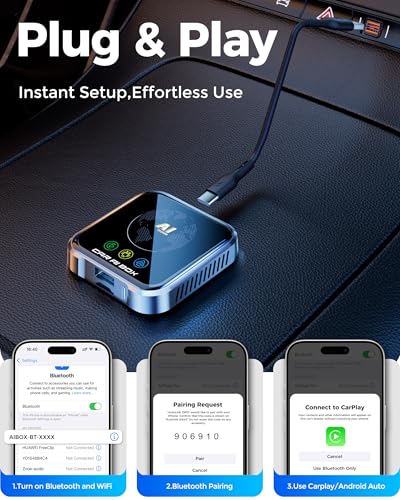 image for ZYW Magic AI Box Wireless CarPlay Adapter, Fast Car Video Box Plug & P