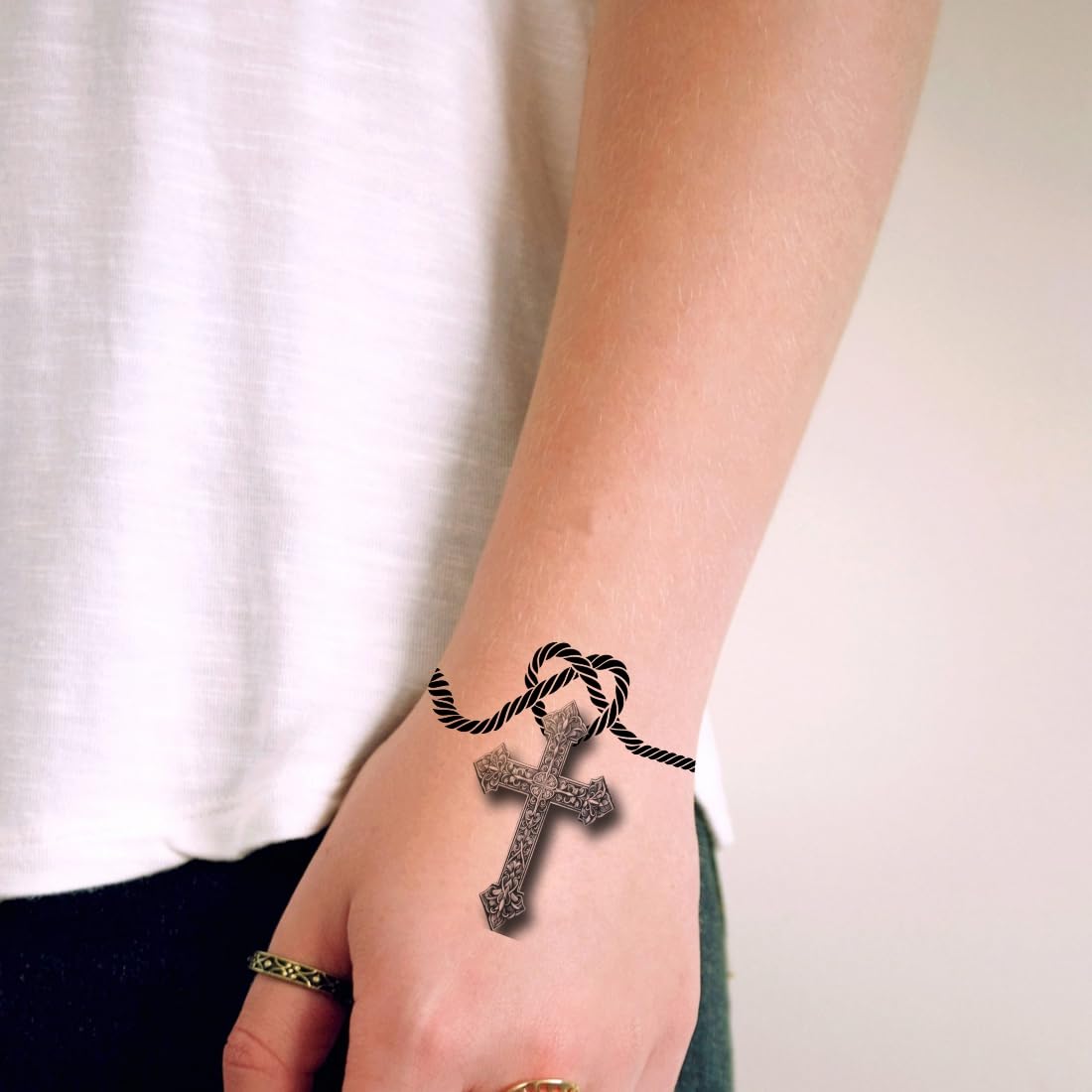 Temporary Tattoowala Jesus Christ Cross With Rope Tattoo Temporary Tattoo Sticker For Male And Female Tattoo Sticker Waterproof Tattoo Sticker 1