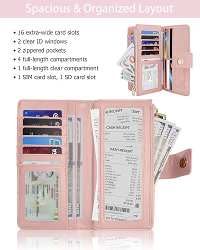 Image of Strawberry Women's Trifold Wallet,Large Capacity RFID Long Wallet