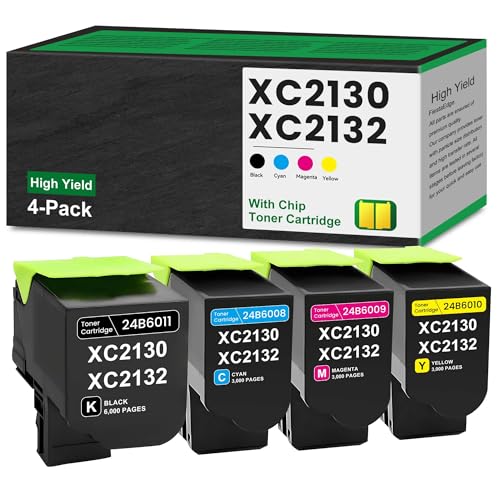XC2130 XC2132 Toner 4-Pack Remanufactured 24B6011 24B6008 24B6009 24B6010 Toner Cartridge Replacement for Lexmark XC2130 XC2132 Printer Toner (Black Cyan Magenta Yellow)