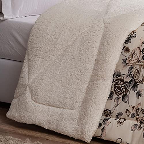 Coberdrom Casal Queen Winter 100% Algodão/Sherpa 01 Peça - Floral Tabaco
