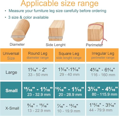 Image of 32 Pcs Chair Leg Floor Protectors - Silicone Felt Pads, Scratch-Proof & Noise-Free, Easy Smooth Moving, Small Size (Fits Round Chair Legs: 5 /16 inch to 1-5 /16 inch Diameter)