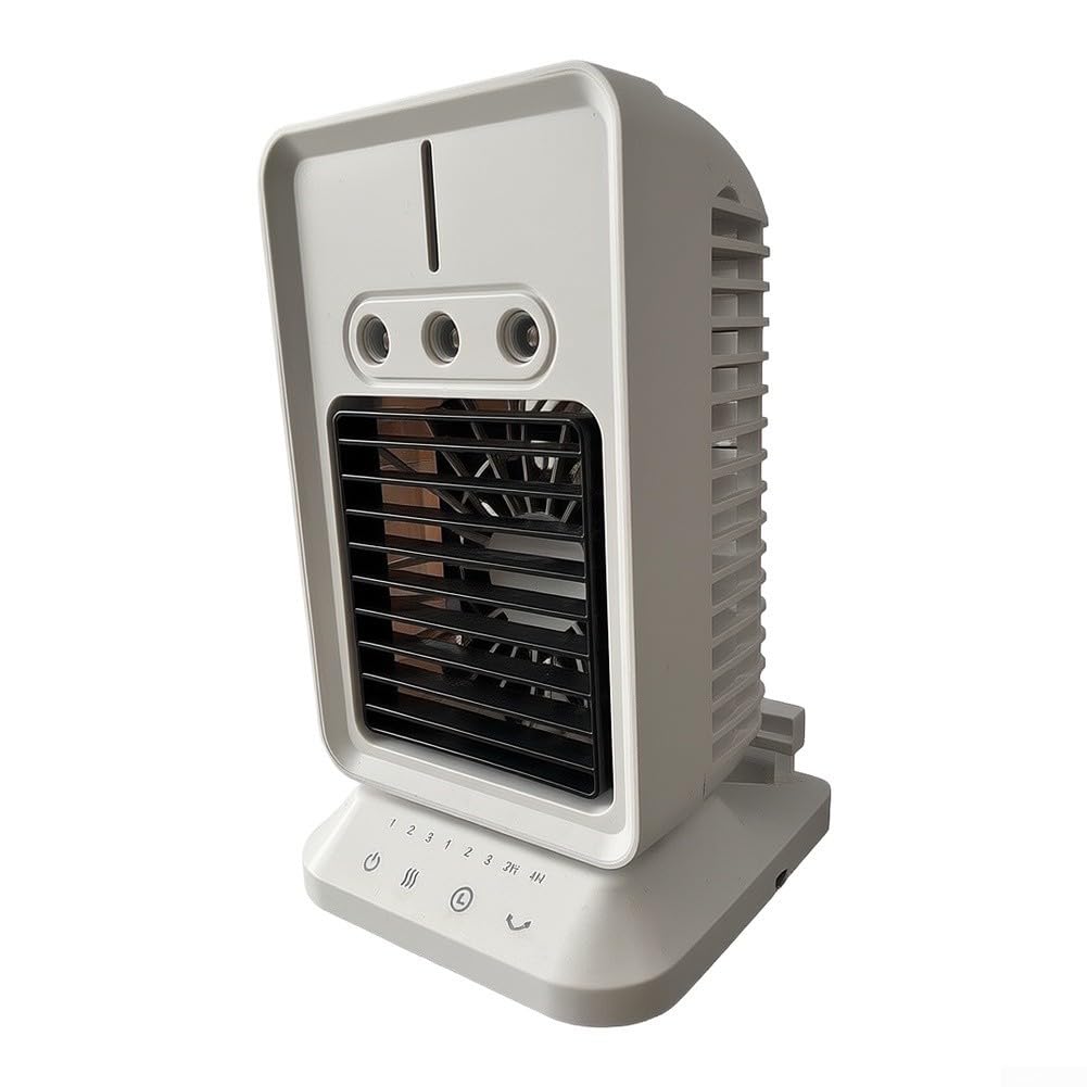 Condizionatore d'aria portatile, con 3 velocità della ventola e 3 impostazioni di nebulizzazione regolabili per raffreddamento, per camera da letto, ufficio, scrivania, auto, bianco