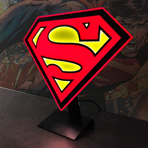 DC Comics Justice League Superman Table Lamp Night Light with Luminescent Halo Mountable to 3D Illuminated House of El Crest S-Shield Wall Lights with Dimmer (Regular)