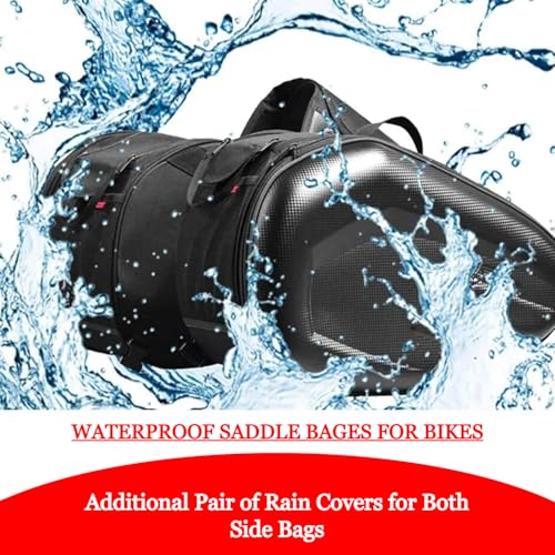 Image of 58L Saddle Bag for Bike Waterproof Rain Cover Double Side Reflective Strips Travel Side Box for Riders Oxford Cloth Tail Bag for Motorcycle with Zip Lock for Bike Carrier Extendable Storage