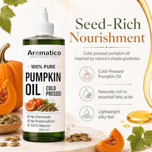 Image of AROMATICO 100% Pure Pumpkin Oil Cold Pressed for Healthy Hair & Skin - 200ml