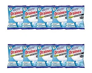 CASTER Drainex Drain Cleaner Powder Removes Blockages in Pipes, Sinks And Septic Tanks (50 Gram) - Pack Of 10