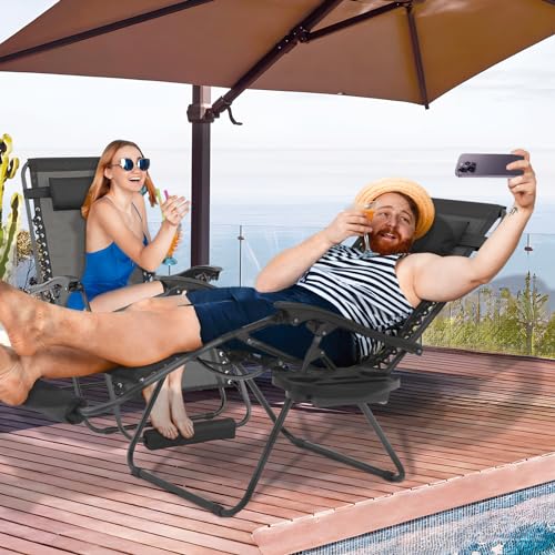 Monibloom A15-LC-003-2P-BK-29-FP 29-Inch Oversized Zero Gravity Chairs Set Of 2 thumb #3