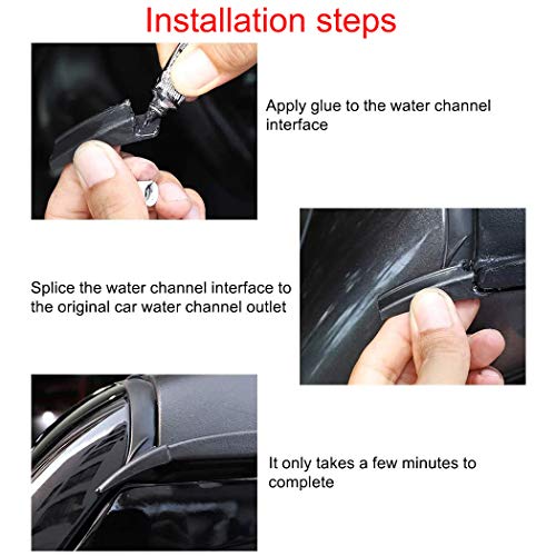 Z8LED Rain Gutter Extension,Hardtop Rain Diverter ABS Drip Rail Extension Rain Gutter Exterior Accessories Compatible with Jeep Wrangler 2018-2020 JL JLU Gladiator JT (Included Glue) - Thumbnail 2