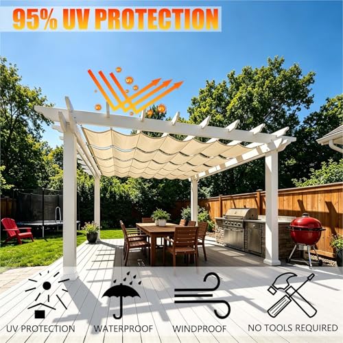 Toldo retráctil de 60x315 cm con protección UV al 95% para terrazas 3