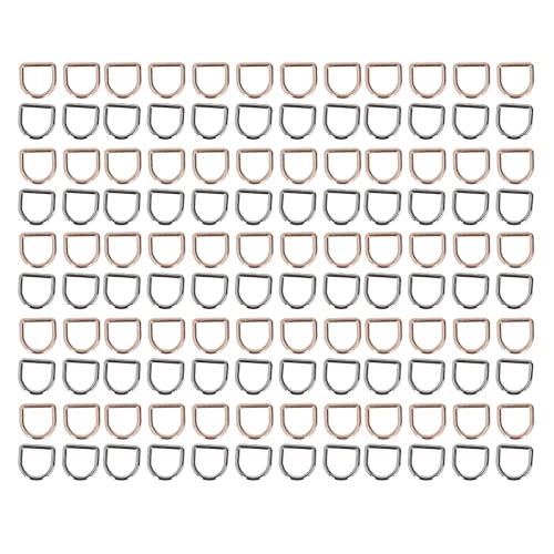 120Pcs Metal D Rings, Gold Silver Proof Integrated Interface Strong Load Bearing D Shaped Buckle Clips for DIY Handcrafts Key Chains Belts Accessories