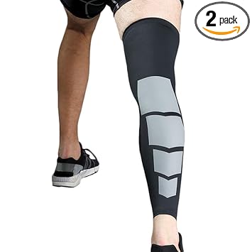Just Rider Sports Full Leg Compression Sleeve | Thigh-high Graduated Compression Leg Sleeves for Men & Women | Great for Knee and Calf Support, Optimizing Blood Circulation (Black, M) - image, photos