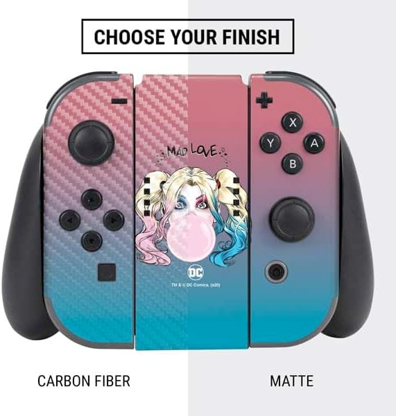 Skinit Decal Gaming Skin Compatible with Nintendo Switch Bundle - Officially Licensed DC Comics Harley Quinn Mad Love Design