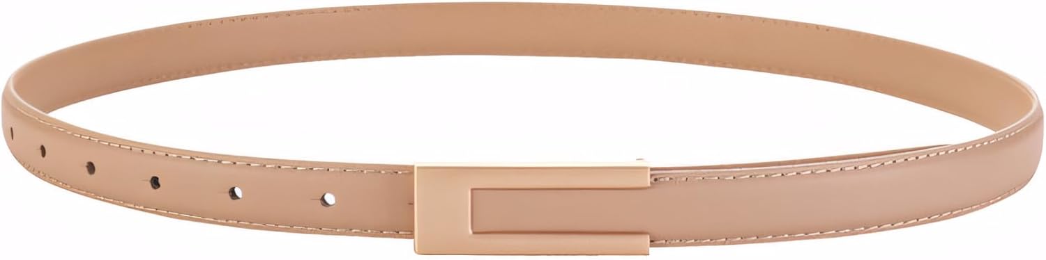 Women’s 0.7″Skinny Genuine Leather Belts for Jeans Pants Dresses Fashion Waist Belt with Gold Buckle - Image 2