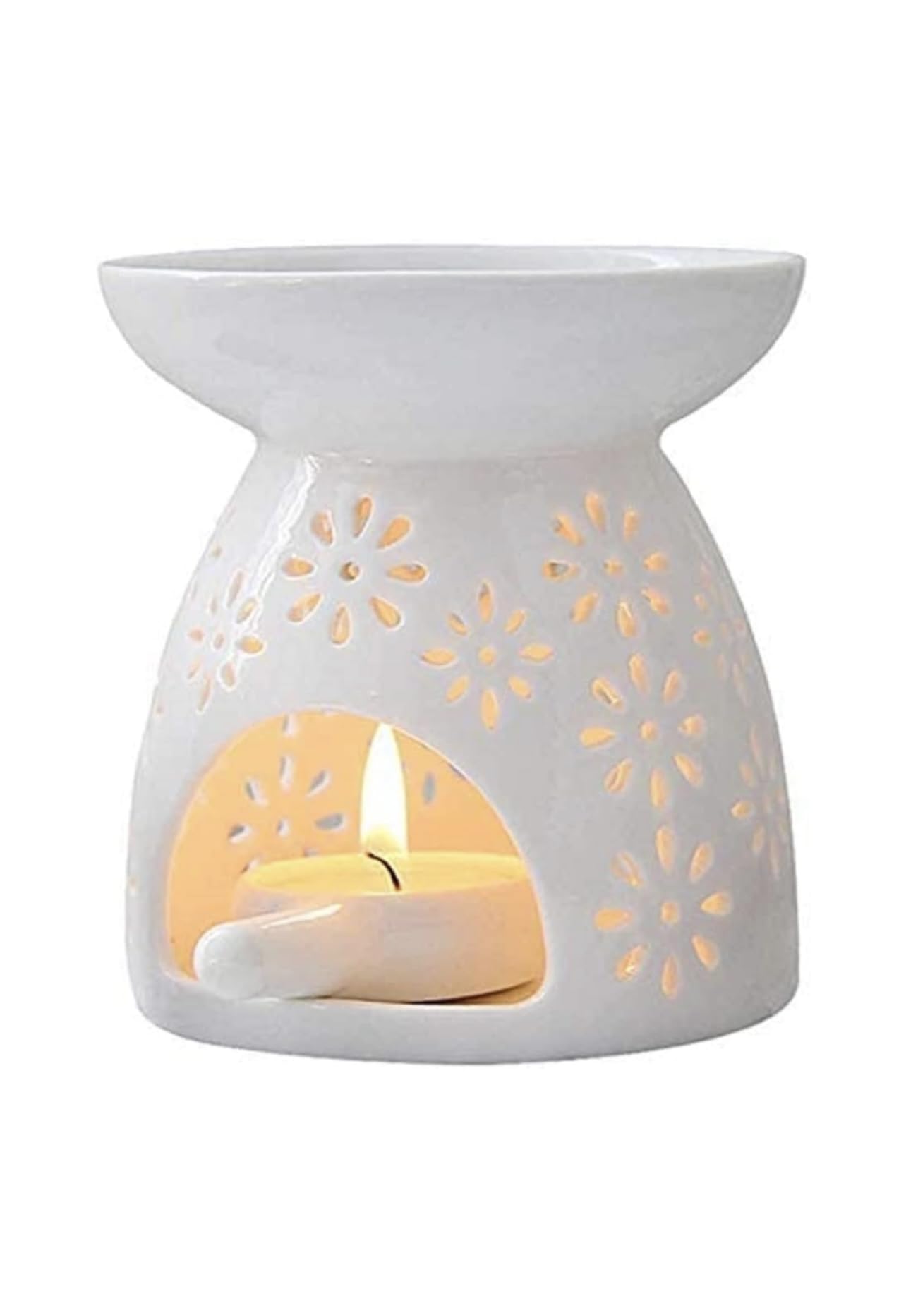 BENSHAMEAEssential Oil Candle Warmers, Ceramic Tealight Holder,Aroma Oil Burner, Wooden Oil Burner Aromatherapy Oil Warmer Home Bedroom Decoration