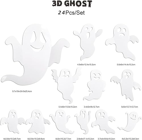 Miniatura 6 de 24 calcomanías de pared de Halloween, fantasma, calcomanías de pared reutilizables 3D, decoración de pared de fantasma, calcomanías de pared