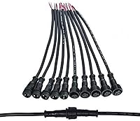Vista 1 de 5 pares de conectores eléctricos LED de 2 pines negros para luces LED, cable de extensión de 20 cm, 40 cm/par, 0.3mm², tuerca de 15 mm