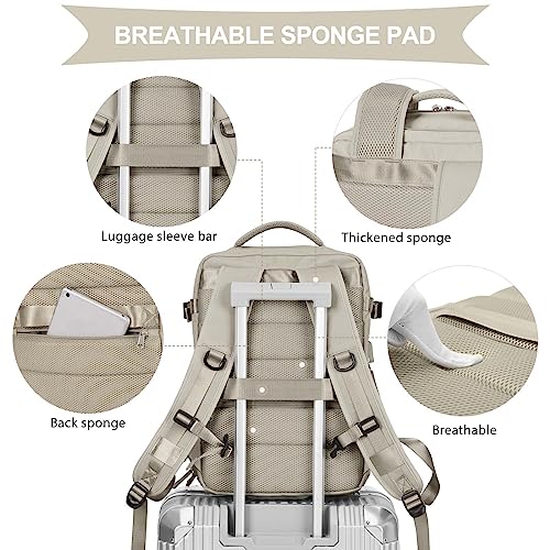 Image of coowoz Carry On Backpack Women Men Travel Backpack Airline Approved Laptop Backpack Sport Rucksack, B-khaki, L, Rucksack