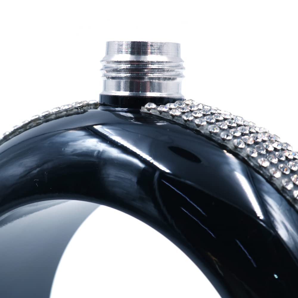 Bracciale Bangle Flask, Flacone Braccialetto Portatile in Acciaio Inossidabile Liscio da 3,5 Once per Idee Regalo per attività all'Aperto per Feste - Strass Neri