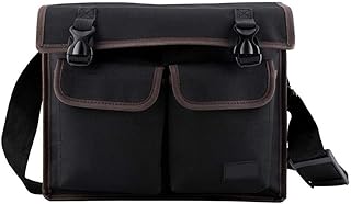 Borsa Tracolla Resistente All'usura Tasche Verticali Addensato Panno Oxford Borsa per Strumenti Archiviazione con Tracolla Regolabile Maniglia Cinghia per Elettricista Idraulico Meccanico(Black)
