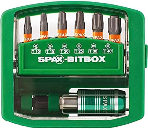 SPAX BITbox T-STAR plus, uchwyt do szybkiej wymiany bitów, 6 bitów: T10, T15, T20, T25, T30, T40 w 25 mm - 400007899019