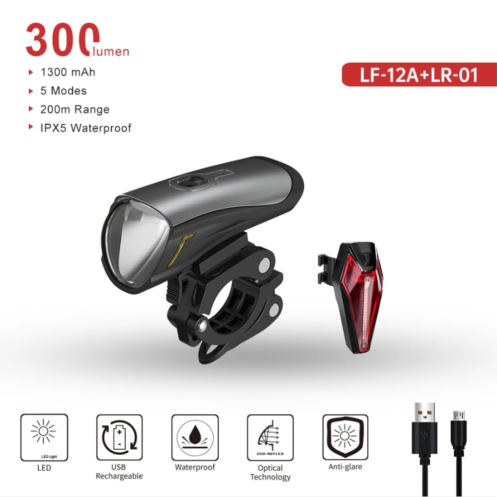 Éclairage Avant de vélo, Phare Avant de vélo, Lampe LED Rechargeable USB, feu arrière de vélo, Lampe Torche de vélo