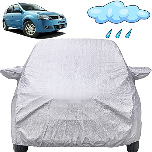 Image of Autofact Waterproof Car Body Cover Compatible with Mahindra Verito (2011 to 2012) with Mirror Pockets (Shinning Silver)