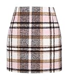  seiveini Jupe Femme Courte Carreaux Taille Haute Mini Jupes Moulante Écossais Élégante Automne Hiver A Rose M