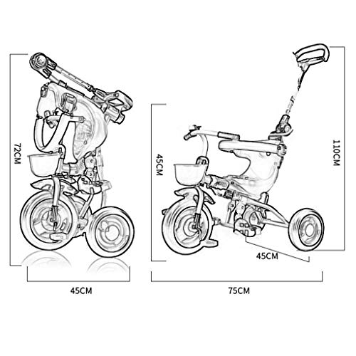Rijspeelgoed verjaardagscadeau baby kinderen 3 in 1 driewieler kinderen van 1-6 jaar met kinderwagen hand putter groeit (Kleur: Oranje) (Oranje) - Afbeelding 4