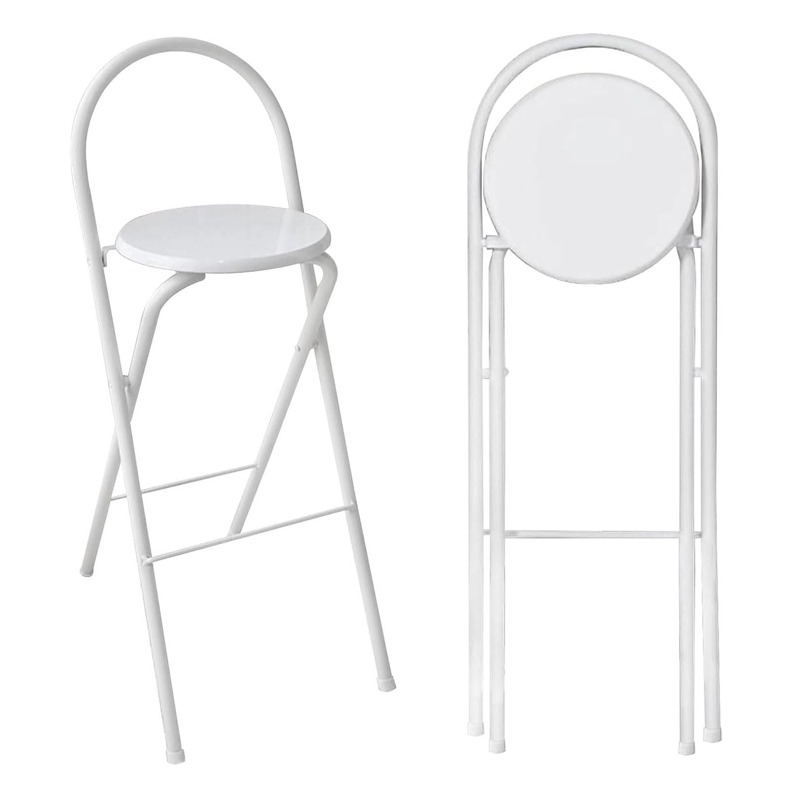 Tabouret Pliant, Facile à Transporter, sans Montage, Compact, for la Cuisine et Le Bar(White,60cm/24in)