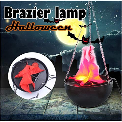 LED Hanging Electric Simulation Flame Lamp Halloween Decoration Bonfire Brazier Lamp Decorative Atmosphere Lamp for Halloween,Chirstmas,Party,Bar(3D Triangle Flame Hanging,2PCS)