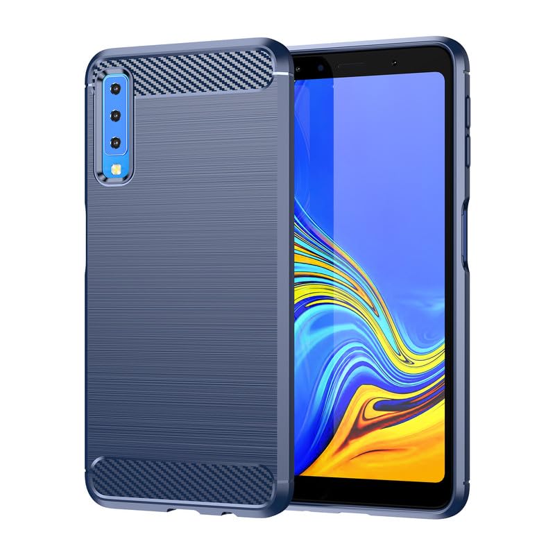 Image of Hybrid Carbon Fiber Back Case for Samsung Galaxy A7 2018 (Blue)