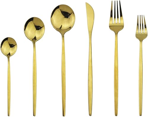 Miniatura 6 de Gugrida Cuchara de café dorada pulida con espejo, cuchara de té, cucharas de azúcar, mini cucharas de café, diseño ligero, juego de cubiertos de