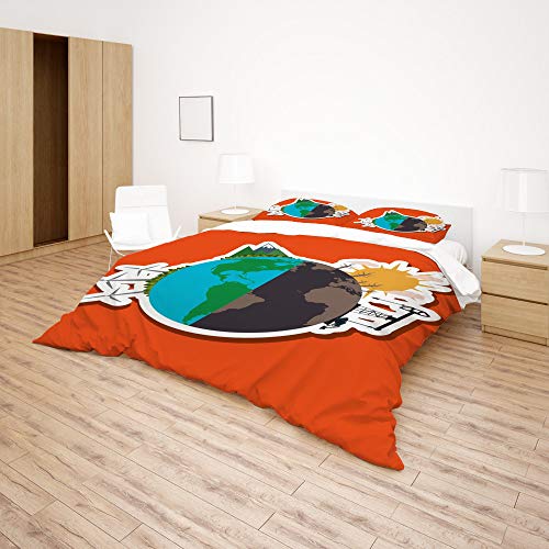 Housse de couette microfibre parure de lit 3 pièces double confortable maison - 5