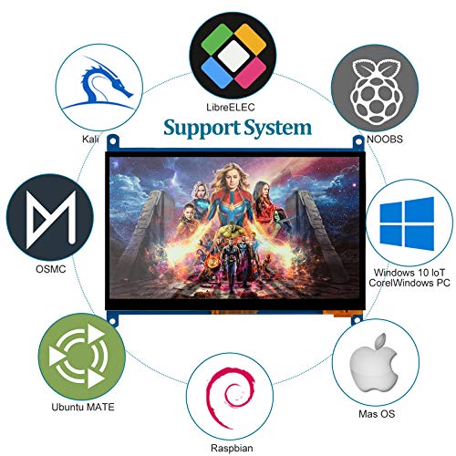 Image of Raspberry Pi Screen 7inch Monitor IPS 1024x600 HDMI Capacative 7'' Touch Screen Monitors Compatible with 3B+ /3 /2 B /B+ / Banana Pi Windows10 /8.1 /8 /7 Driver Free 5-Point Raspberry pi Display