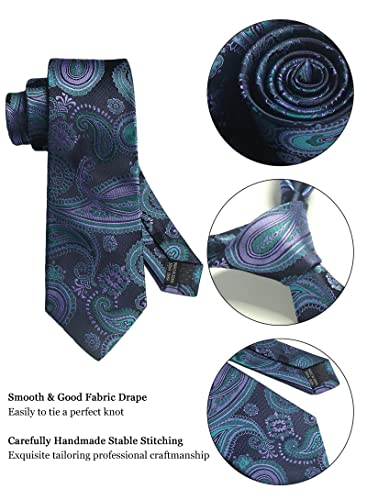 Image of Paisley Floral Mens Tie Formal Necktie Pocket Squares Ties Clips Cufflinks Classic for Men Set
