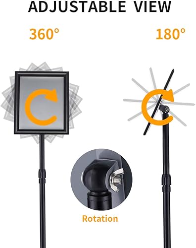 Miniatura 2 de Soporte de cartel de pedestal ajustable de 8.5 x 11 pulgadas, soporte de letrero de pie negro con marco abierto de aluminio para letrero