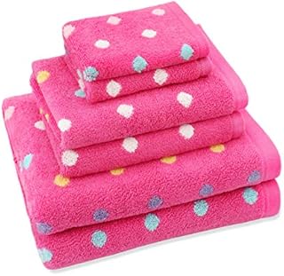 ORIGINAL KIDS 6 Piece Towel Set - Bath Time Sugar & Spice - 2 Bath Towels, 2 Hand Towels, 2 Washcloths in Bonus Tote Bag - 100% Cotton Jacquard Soft Absorbent Pool Beach Towel Gift - Pink Multicolor