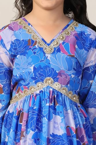 Image of Fashion Dream Girls Floral Georgette Fit & Flare Ethnic Dress|Birthday Maxi for Kids
