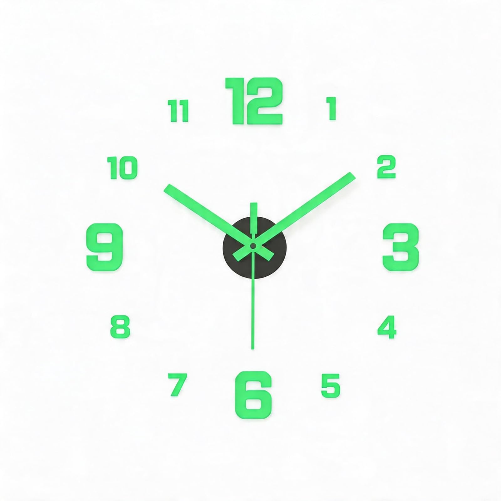 Foverin DIY Frameless Luminous Acrylic Wall Clock, Glow in The Dark Silent Self-Adhesive Clock, Creative Removable Numbers Wall Decor for Living Room Bedroom