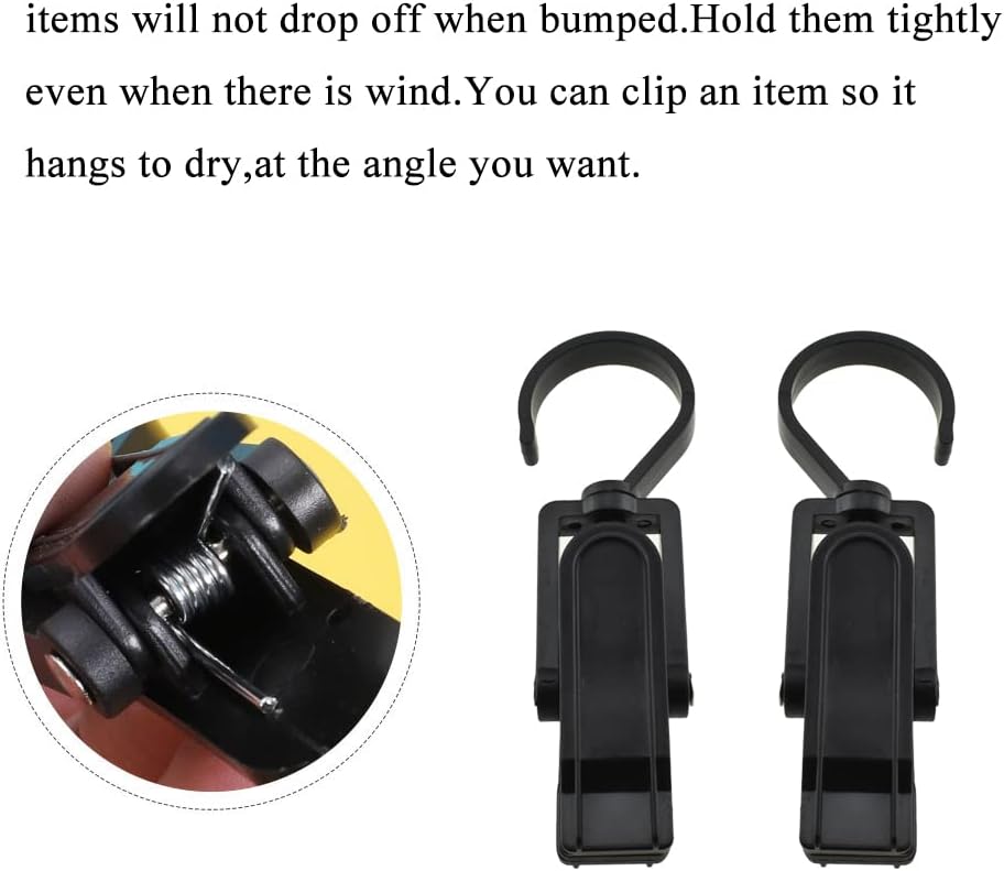 Hahiyo Plastic Swivel Clothespins Hanging Hook Clip Smooth Rotate Strong from Wind Secure to Hold Heavy Laundry Save Space Not Damage Leave Pinch Mark for Curtain Towel Hangers 2.3 Inches Black 8PCS