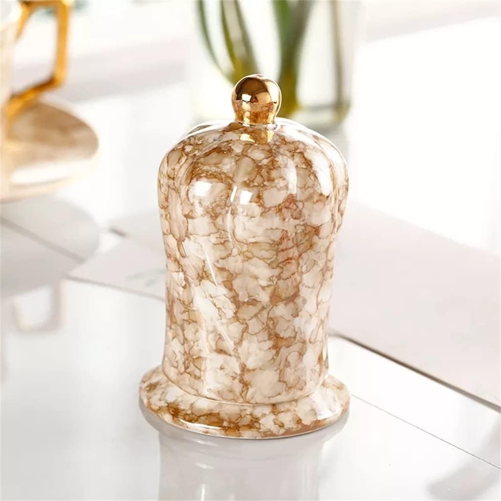 Ceramic Toothpick Holder with lid Cotton Swab Storage Box Tableware Accessories (C 5.5x11cm)